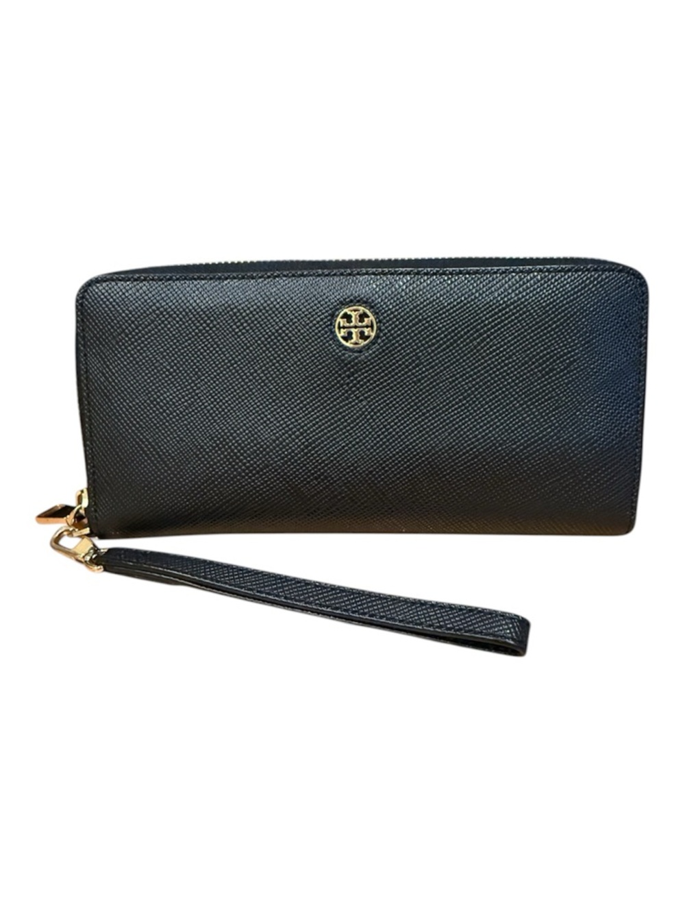 Tory Burch Black Saffiano Zip I Wristlet Wallet